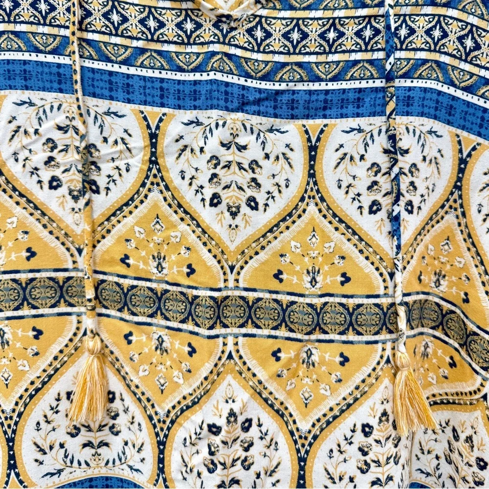 Roxy Women’s Boho Patterned Blouse - Yellow and Blue Size Small Bohemian